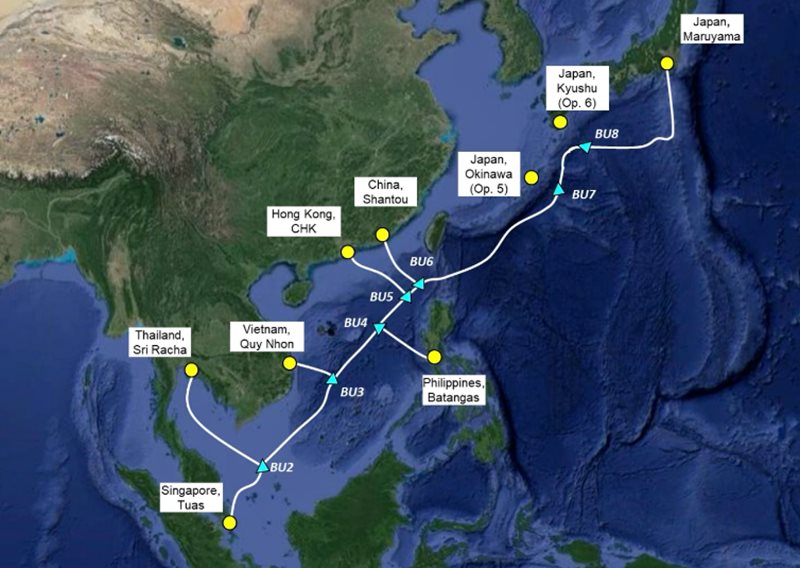Карта подводной кабельной системы Asia Direct Cable (ADC). Фото: Viettel Networks