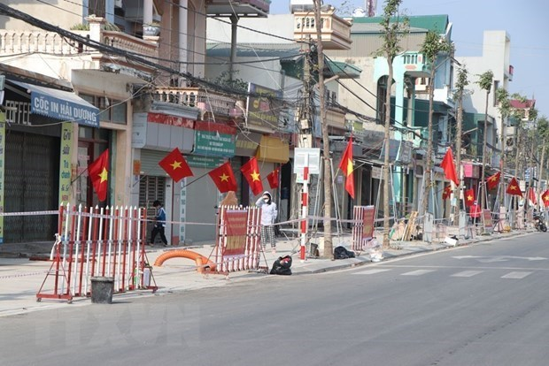 Улица в городе Хайзыонг, провинция Хайзыонг, изолирована, чтобы предотвратить распространение COVID-19 в обществе (Фото: ВИА)