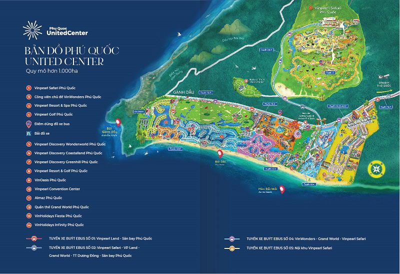 Имея площадь более 1000 гектаров, располагая тысячами объектами для развлечений и круглосуточной курортной и торговой экосистемой, Phu Quoc United Center станет первым 