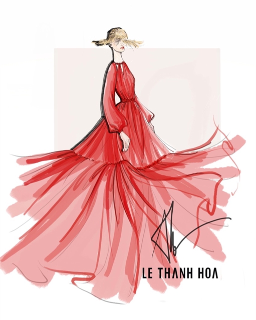 Проект дизайна из коллекции Lê Thanh Hòa “Like the Sunshine” (Как солнечный свет), которая будет представлена на выставке “Fashion Voyage 3” в островном городе Фукуок 19 и 20 марта. Фото предоставлено дизайнером