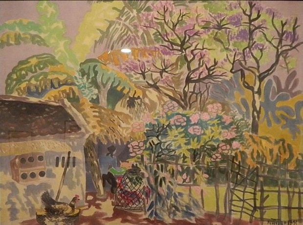 Работа «В саду» художника Фам Виет Хонг Лам, 1987 году. (Источник thanhnien.vn)