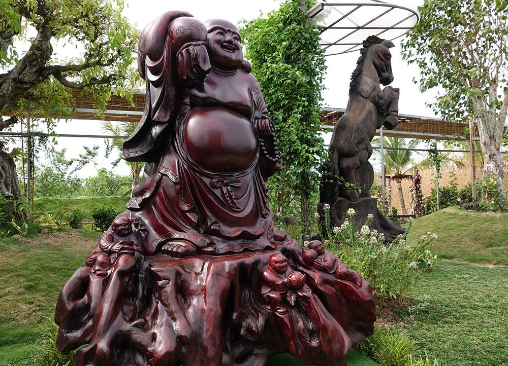 Статуя, сделанная из дрейфующей древесины, выставлена в экотуристическом месте My Luong.