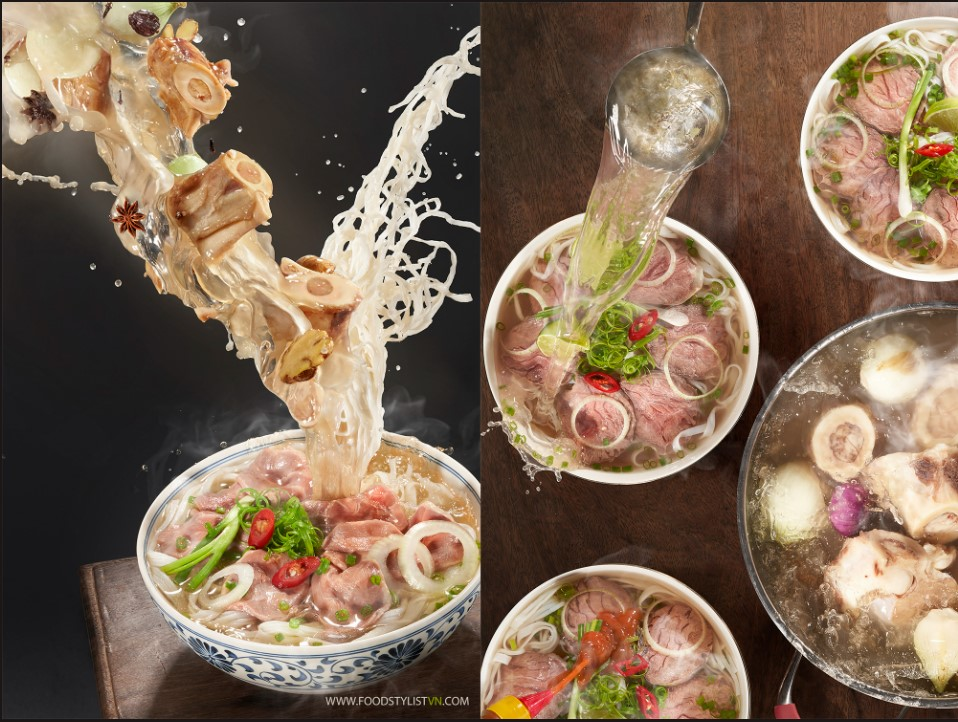 'Pho' стилизован на этой фотографии, взятой с сайта кулинарного стилиста Буй Ли Тьен Нгуена с его согласия.