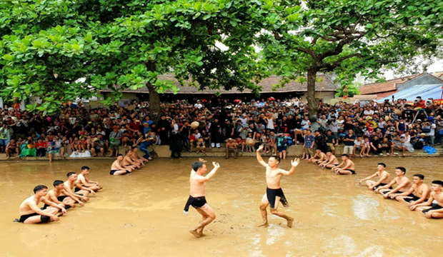 Уникальный игровой фестиваль борьбы за деревянный шар на водном поле в деревне Ван. (Источник: vietyen.bacgiang.gov.vn)