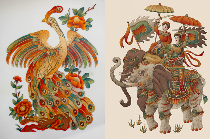 Картины Лама «Тхиен Ха Тхай Бинь» (слева) и «Хай Ба Чынг». Фото с сайта Лама