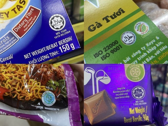 Некоторые продукты, сертифицированные по стандарту Халяль, продаются в супермаркете рядом с рабочим местом Баро. Фото VnExpress/Anh Hoang
